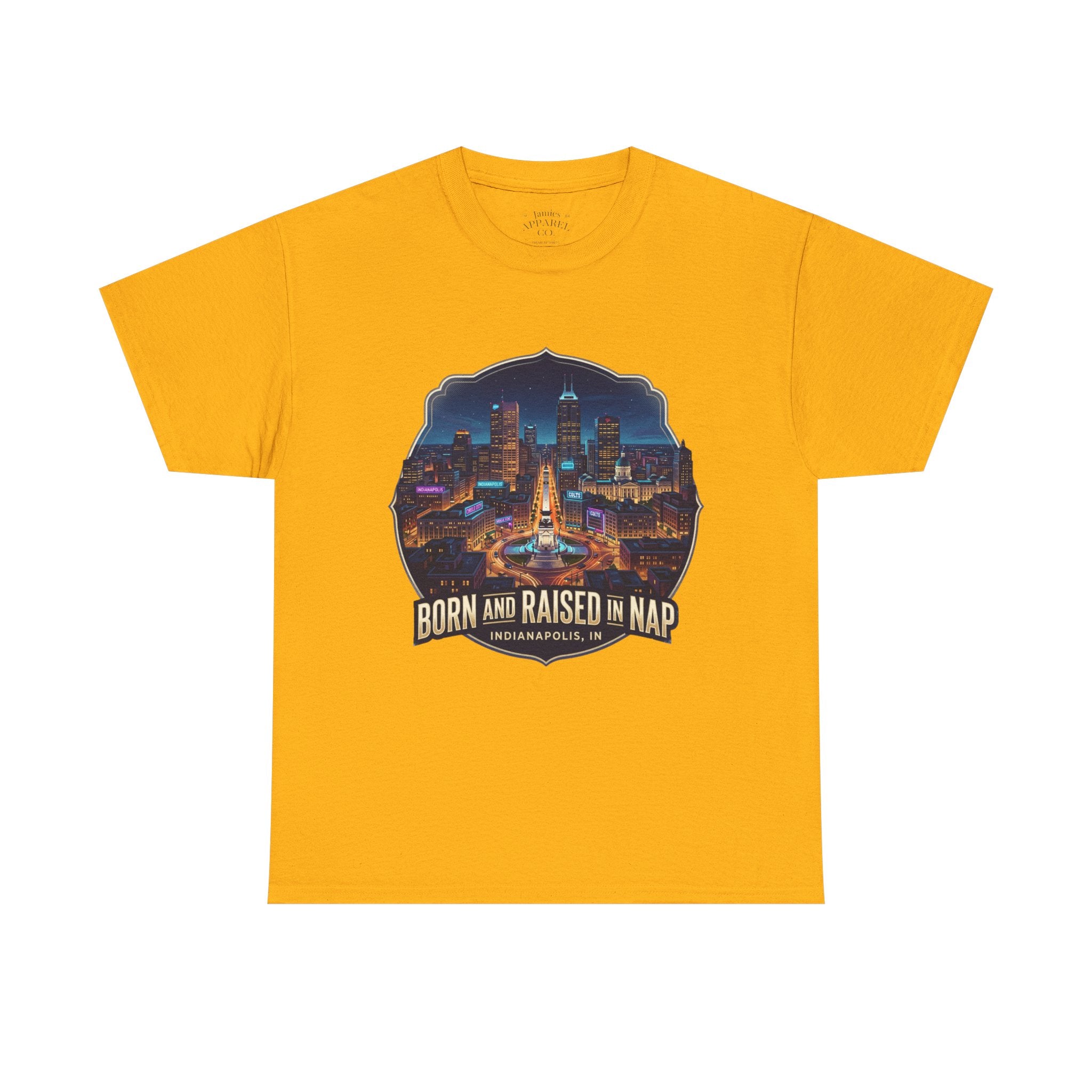 Indianapolis 'Born and Raised' T-Shirt — City Skyline Tee