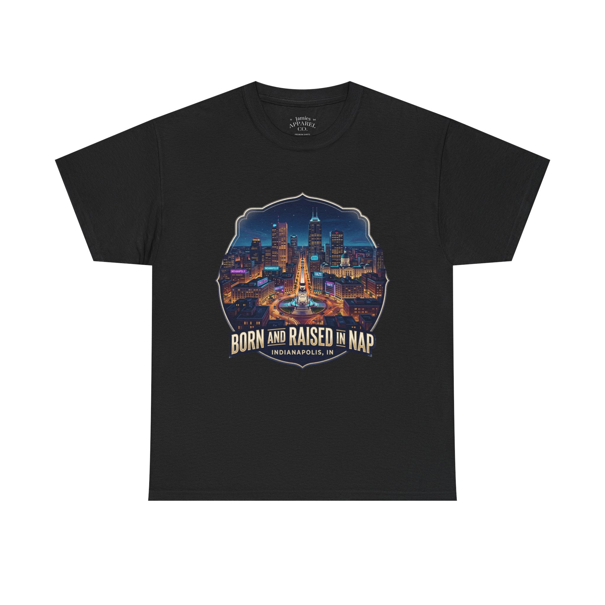 Indianapolis 'Born and Raised' T-Shirt — City Skyline Tee