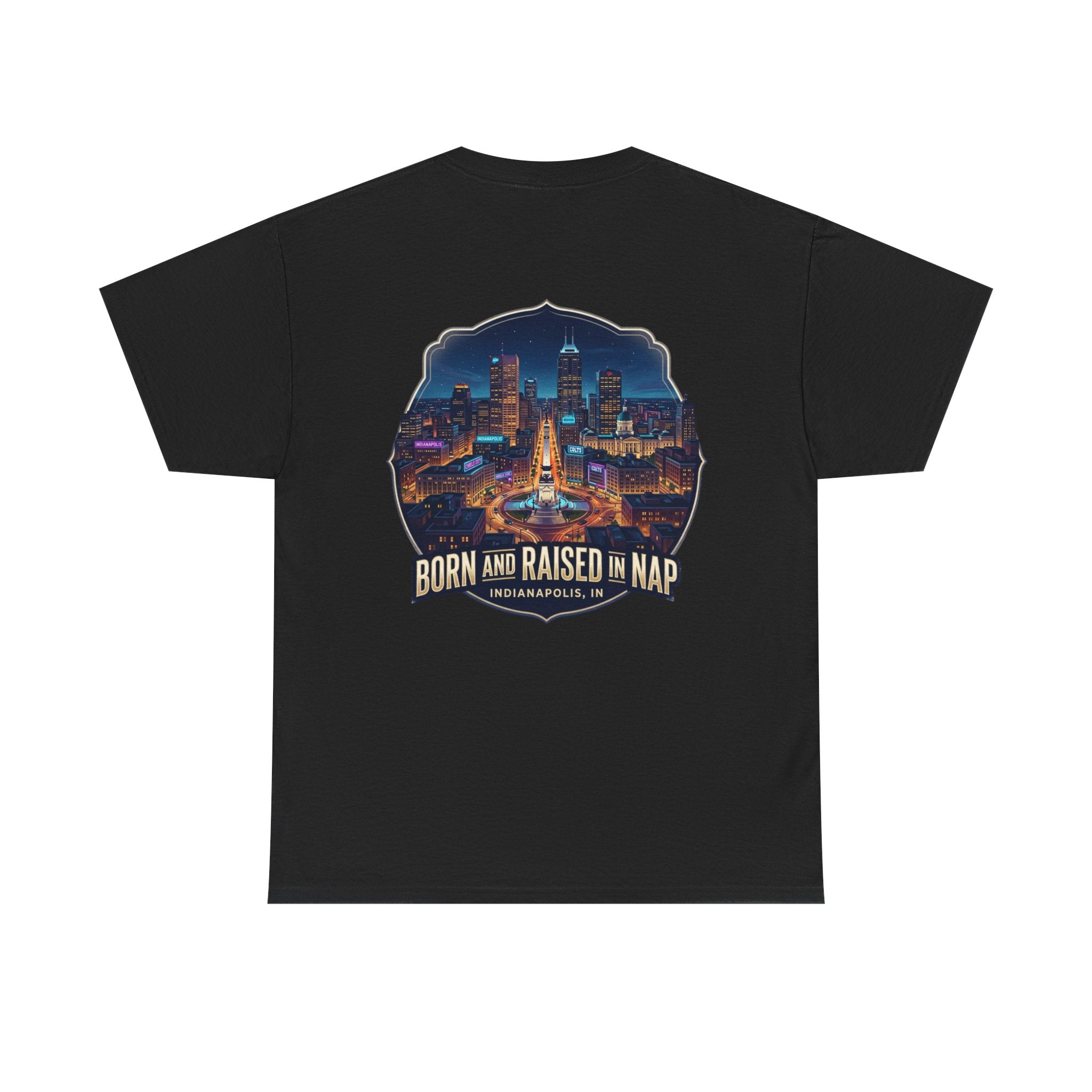 Indianapolis 'Born and Raised' T-Shirt — City Skyline Tee