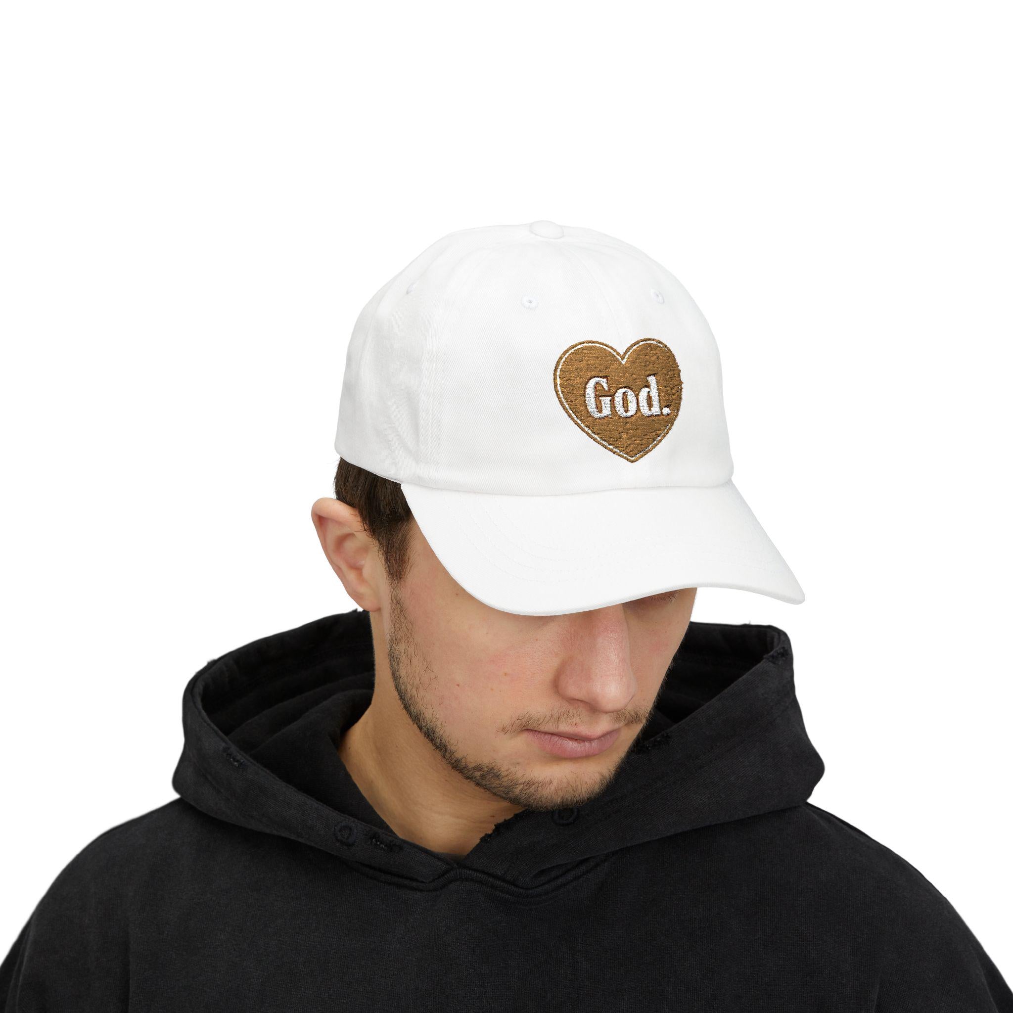 God Heart Dad Cap | White Embroidered Religious Baseball Hat