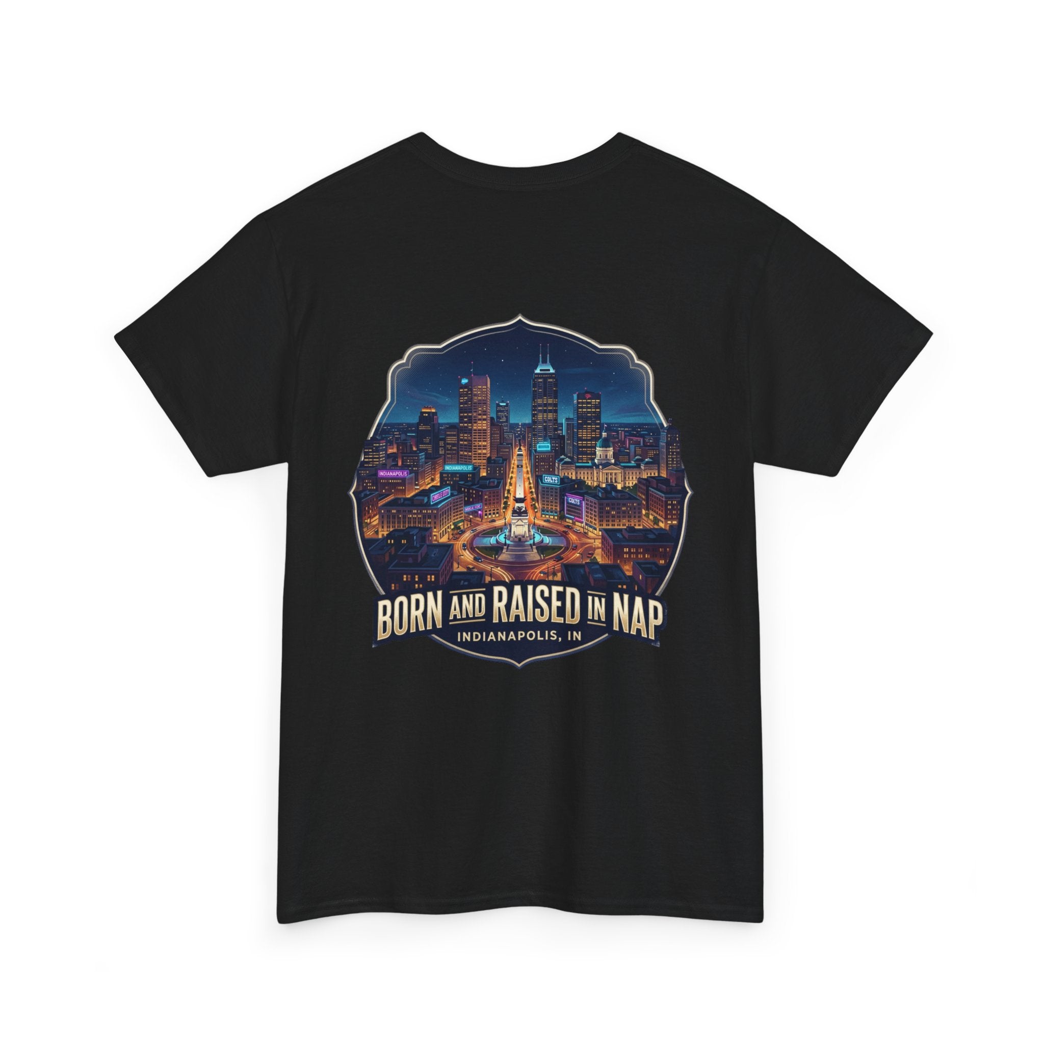 Indianapolis 'Born and Raised' T-Shirt — City Skyline Tee