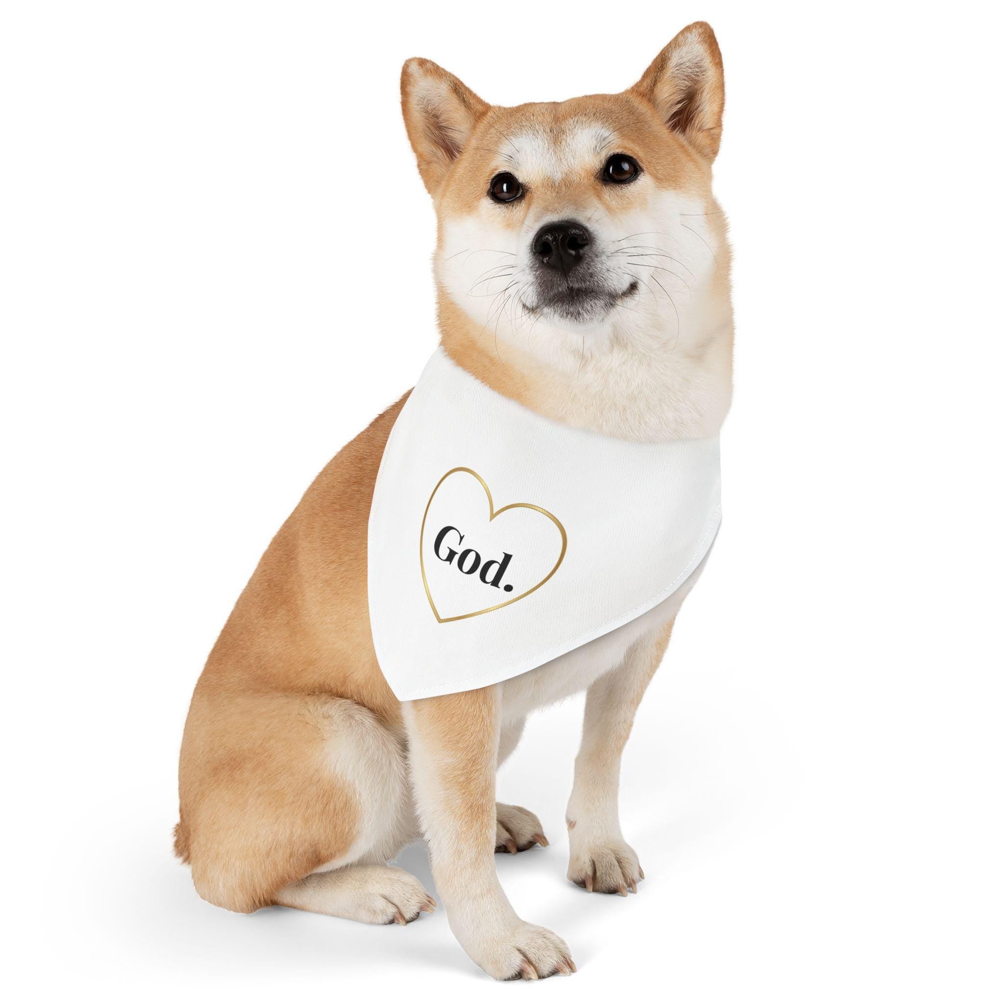 Faith Pet Bandana: God. Heart Design, Adjustable Collar Strap