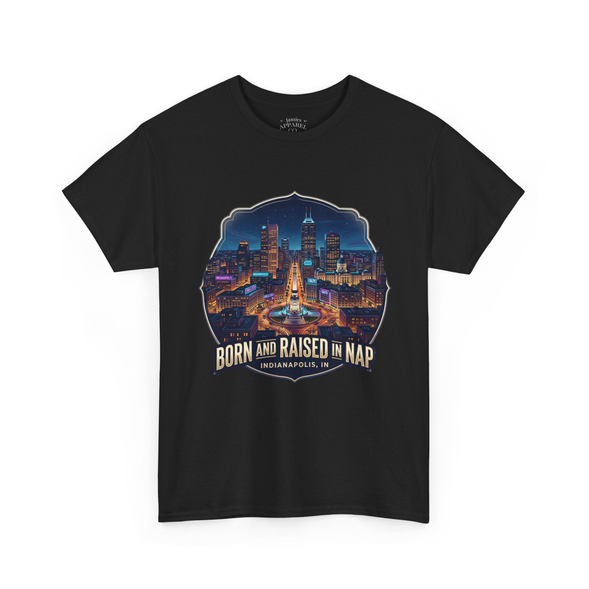 Indianapolis 'Born and Raised' T-Shirt — City Skyline Tee