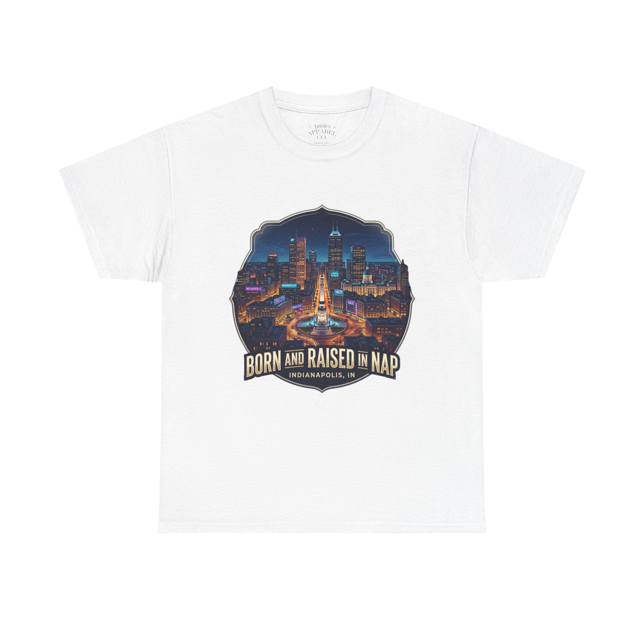 Indianapolis 'Born and Raised' T-Shirt — City Skyline Tee