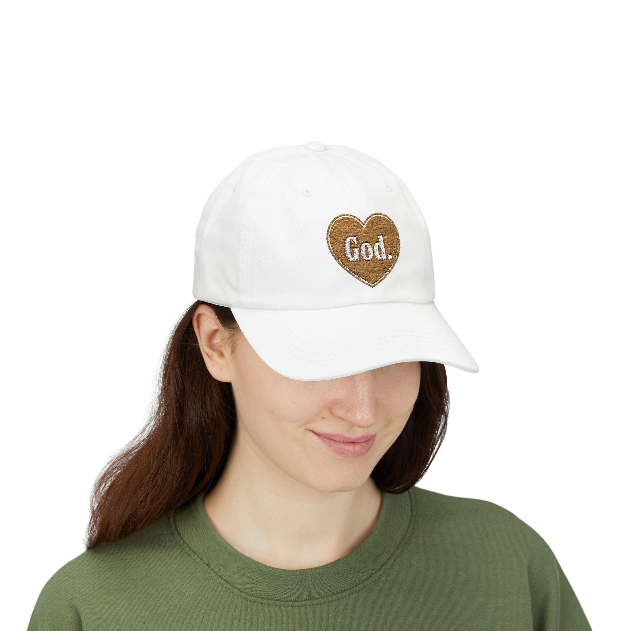 God Heart Dad Cap | White Embroidered Religious Baseball Hat