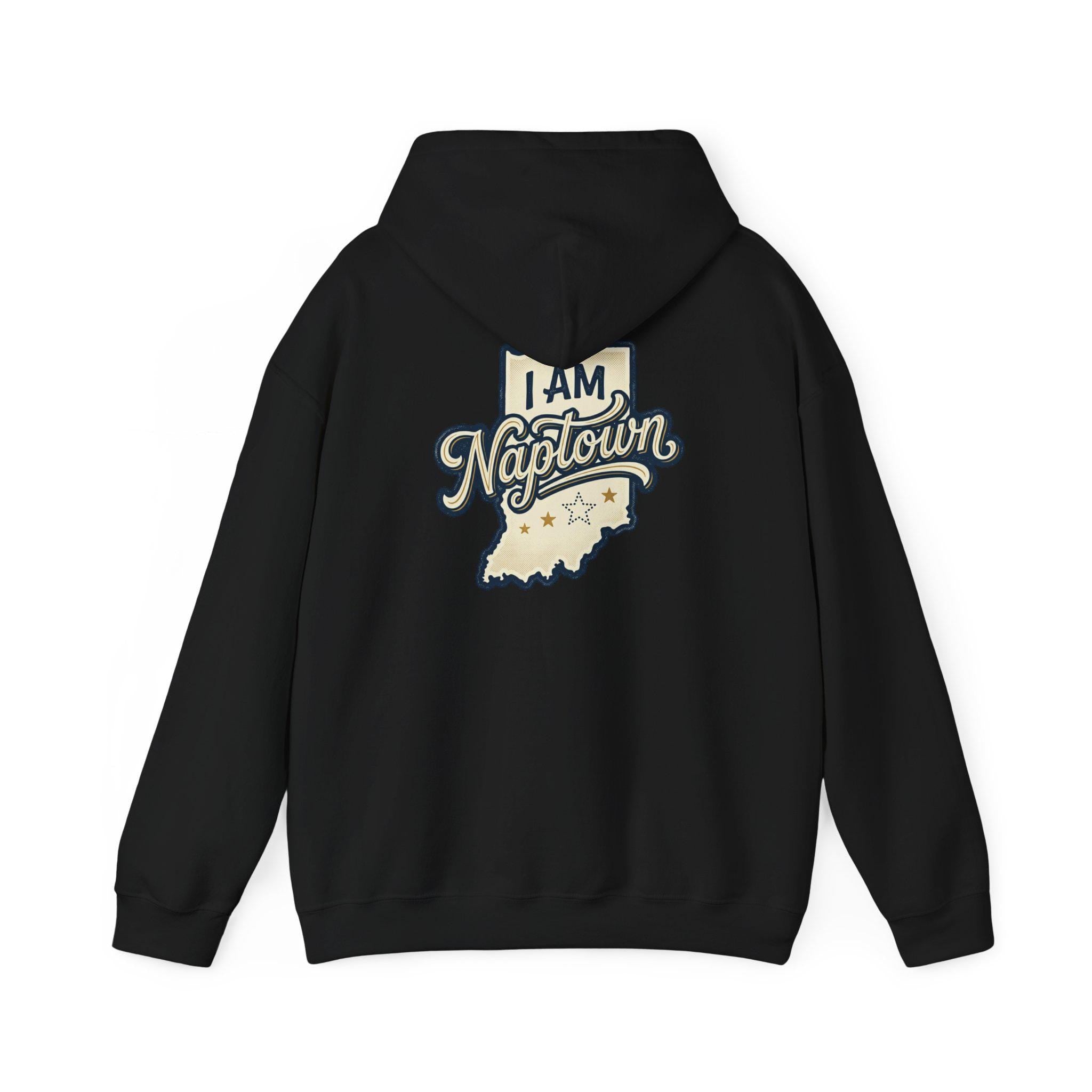 I Am Naptown Hoodie | Indiana Map Script Graphic