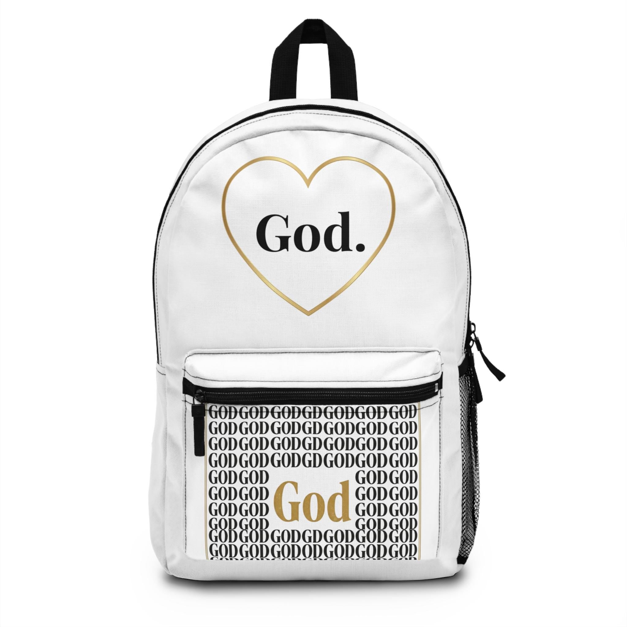Christian God Heart Backpack | Inspirational Faith School Bag with "God." Design
