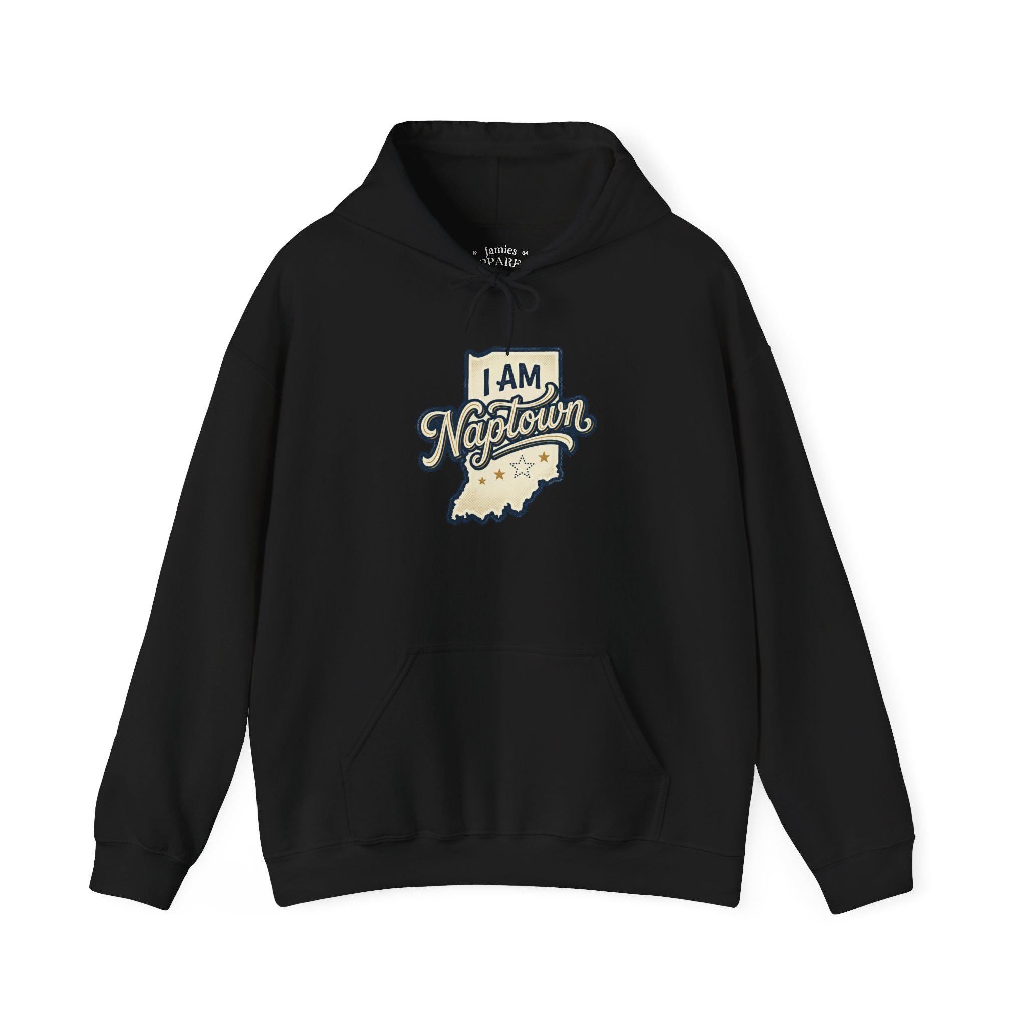 I Am Naptown Hoodie | Indiana Map Script Graphic