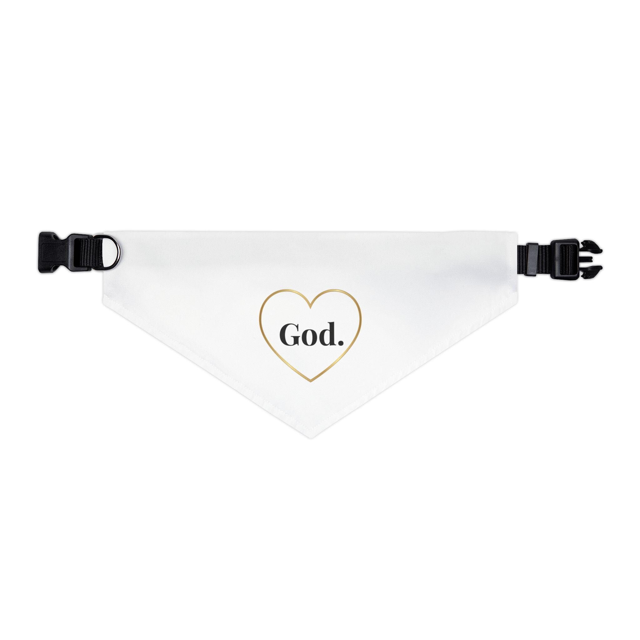 Faith Pet Bandana: God. Heart Design, Adjustable Collar Strap