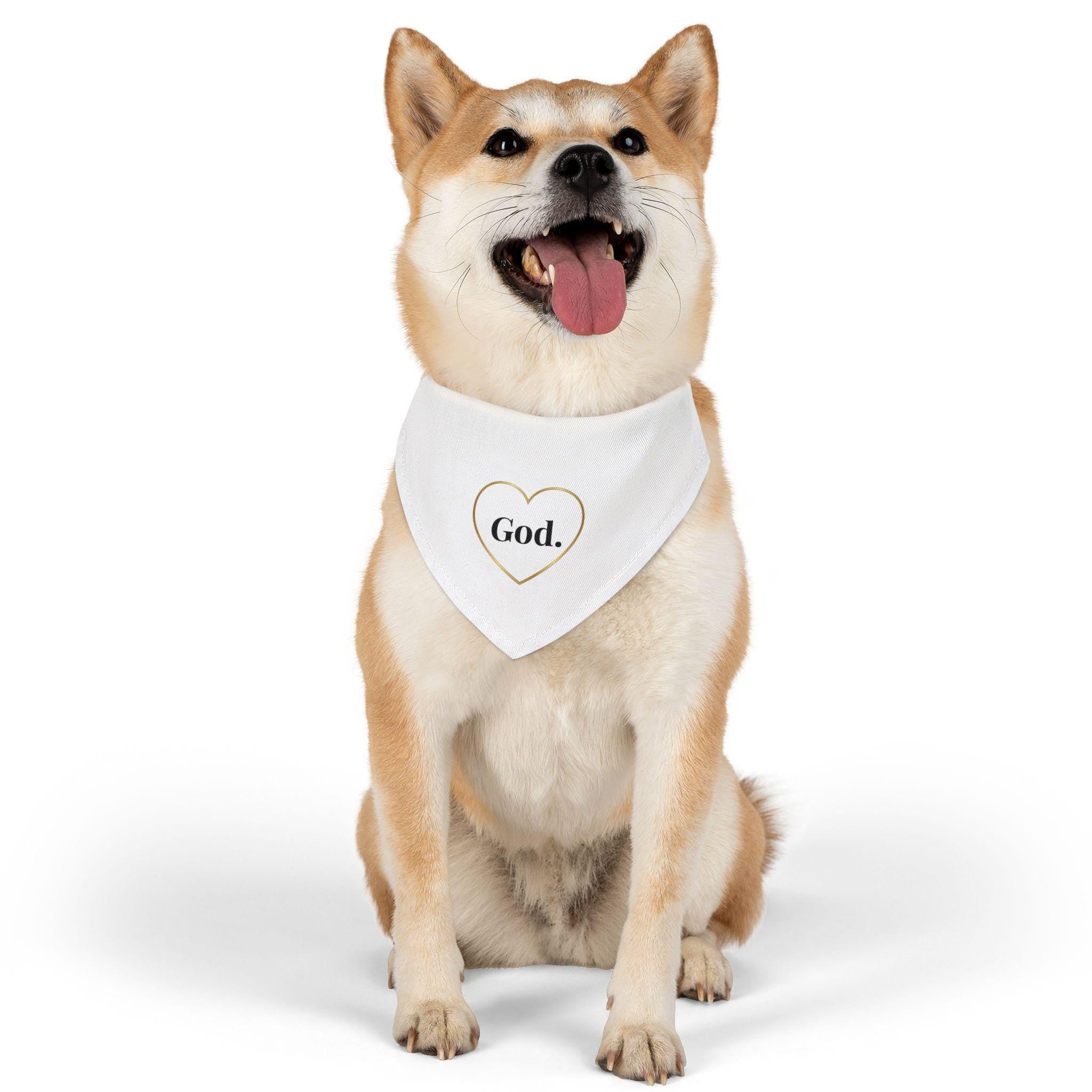 Faith Pet Bandana: God. Heart Design, Adjustable Collar Strap