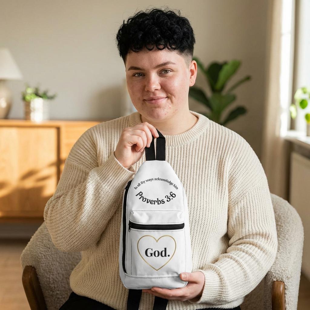 God Heart Sling Bag | Proverbs 3:6 Faith Crossbody for Women & Men