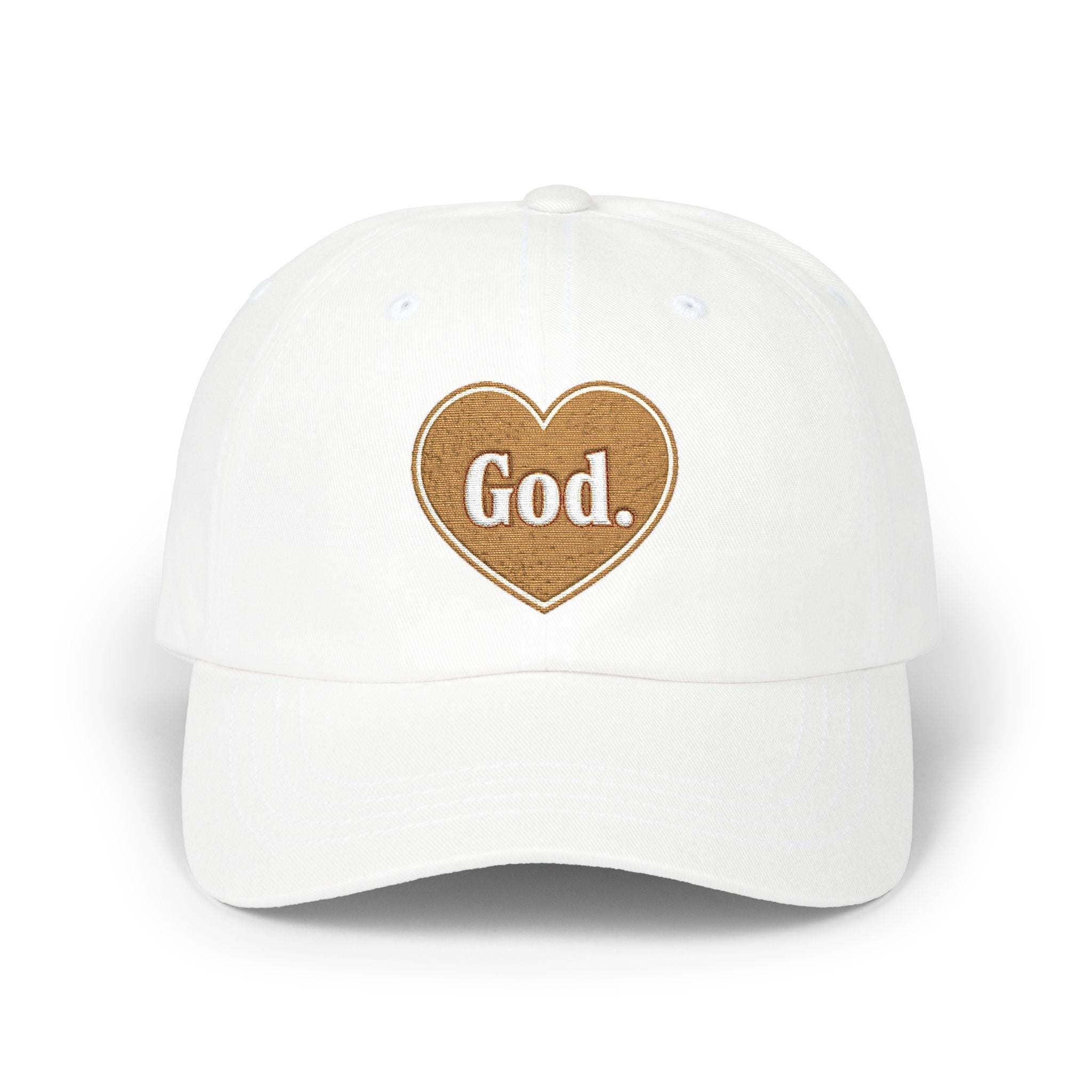 God Heart Dad Cap | White Embroidered Religious Baseball Hat