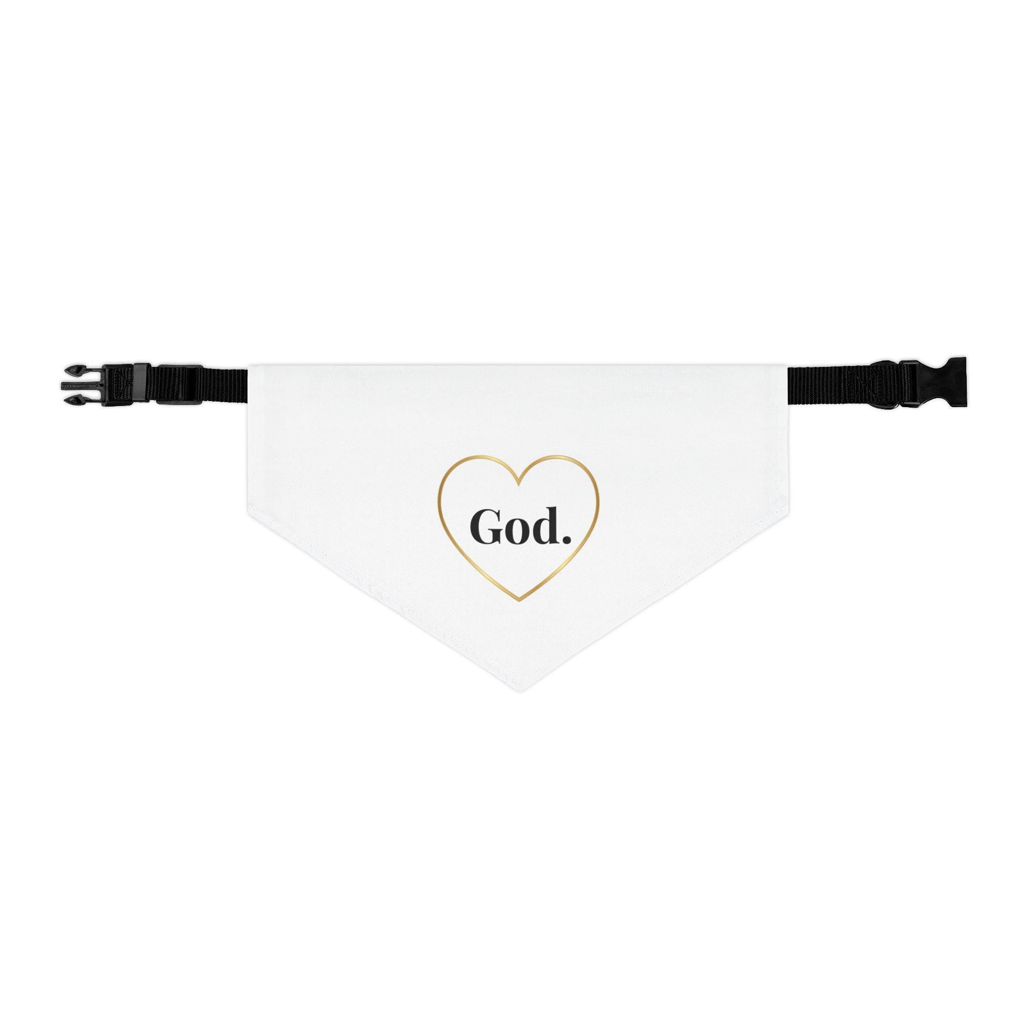 Faith Pet Bandana: God. Heart Design, Adjustable Collar Strap